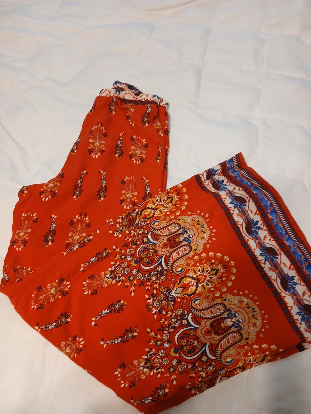 Flying Tomato Red Paisley Wide-Leg Pants